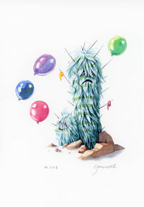 A5 Original Spot Illustration - #3 Cactus Balloon