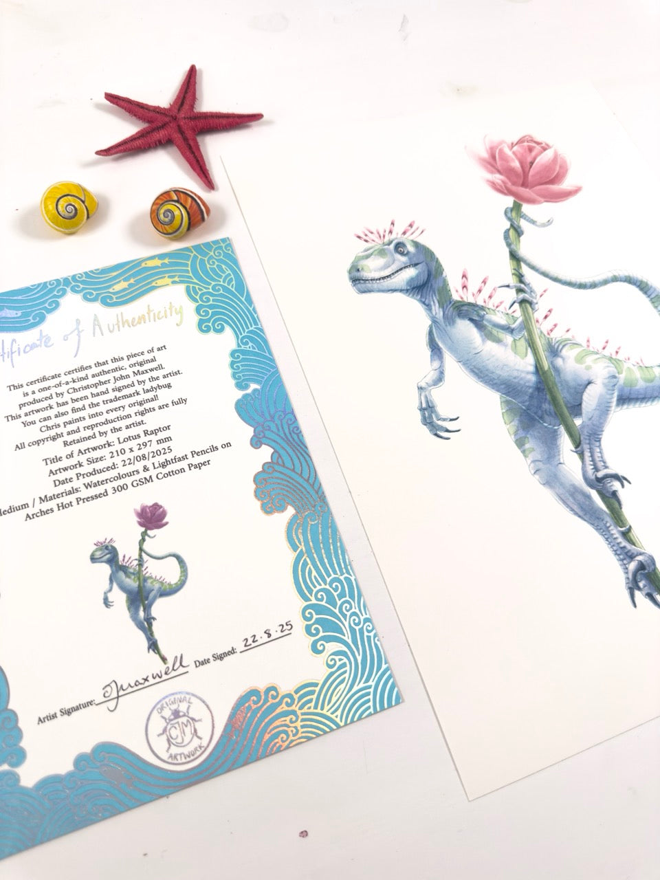 A4 Original Artwork 🪷 Lotus Raptor