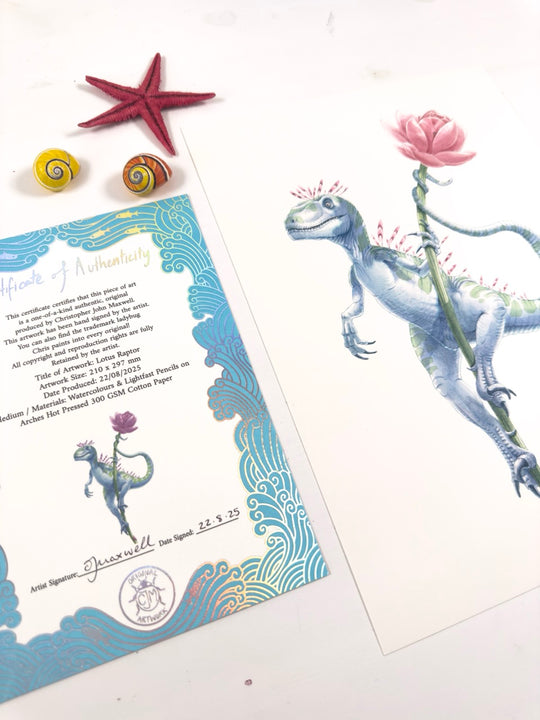 A4 Original Artwork 🪷 Lotus Raptor