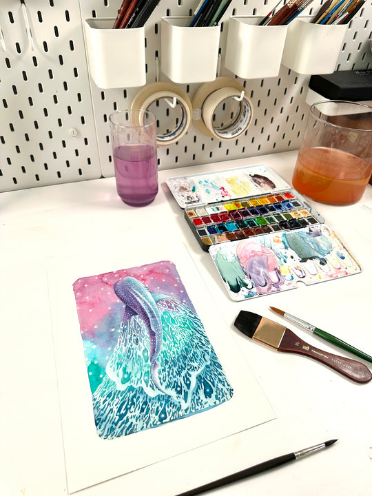 A4 Original Artwork - Pink Whaleshark