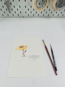 A5 Original Spot Illustration - #1 Flower Worm & Beetle