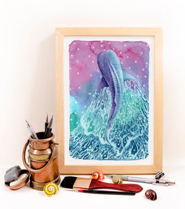 A4 Original Artwork - Pink Whaleshark