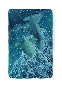 Hammerhead Shark & Turtle Print