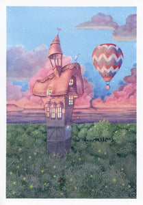 A4 Original Artwork - Watchtower Sunset