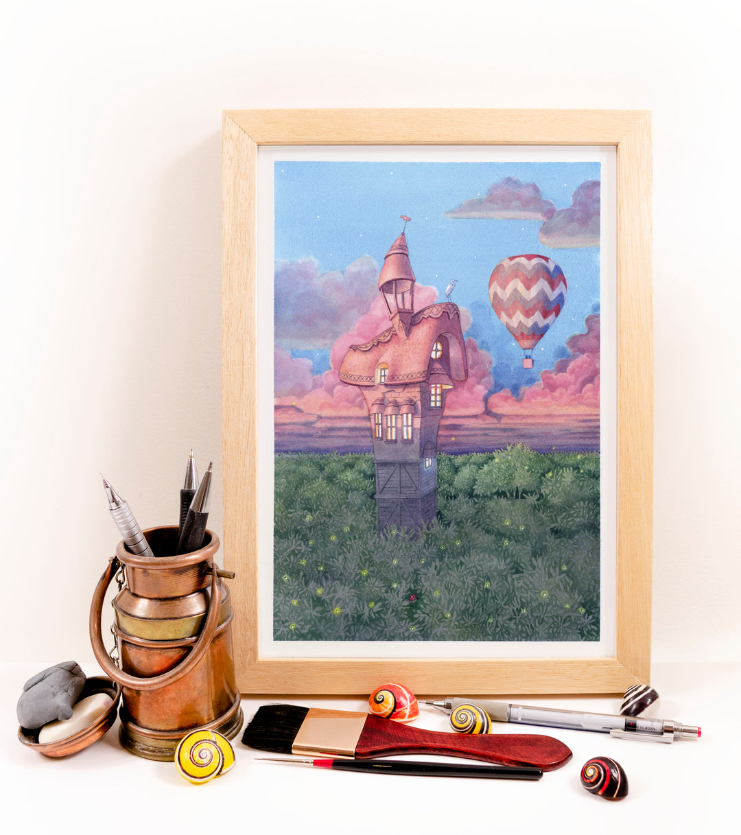 A4 Original Artwork - Watchtower Sunset