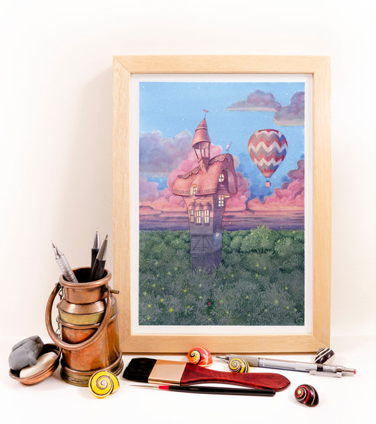 A4 Original Artwork - Watchtower Sunset