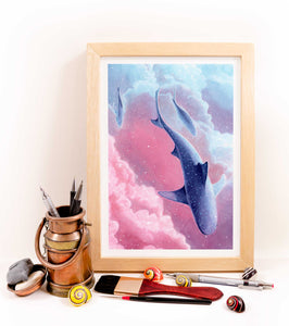 A5 Original Artwork - Aerial Shark