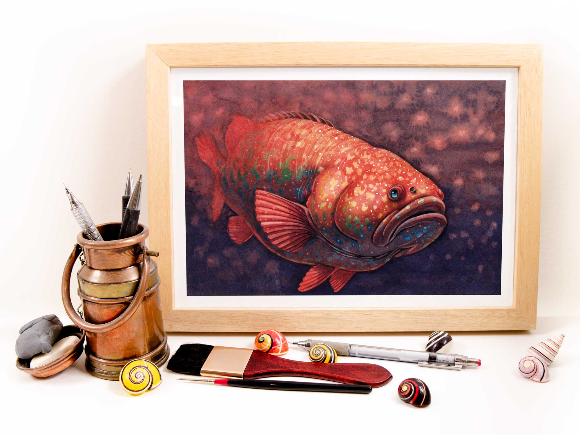 A5 Original Artwork - Orange Grouper – Christopher Maxwell Art