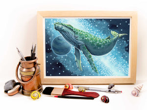 A4 Original Artwork - Celestial Whale