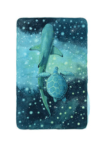 Shark & Turtle Print - 'Cosmic Gliders 1'